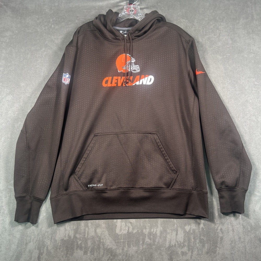 Cleveland Browns Nike Therma Fit Hoodie Sweatshirt Brown NFL On Field Apparel